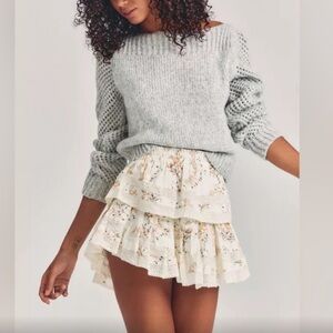 LOVESHACKFANCY Ruffle Mini Skirt in the color Amber Dust